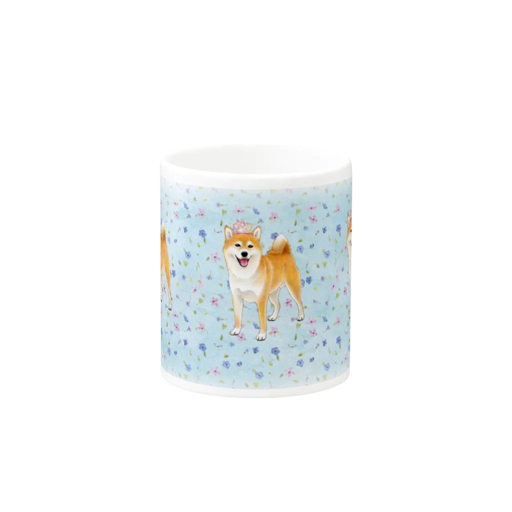 Atelier-Queueの柴犬（青い小花） マグカップの取っ手の反対面