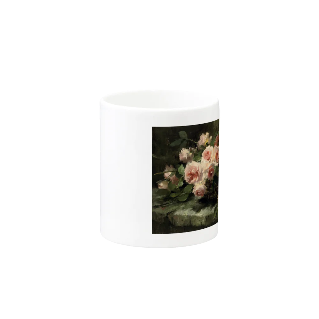 花名画アートグッズのフランス・モルテルマン《バスケットのピンクの薔薇》 Mug :other side of the handle