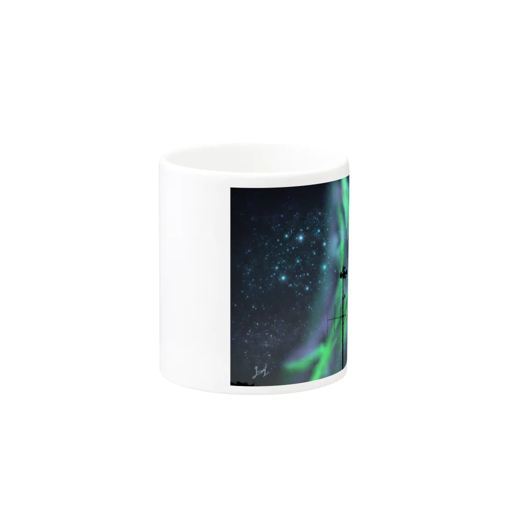 ひはせのオーロラと星空のスピーカー Mug :other side of the handle