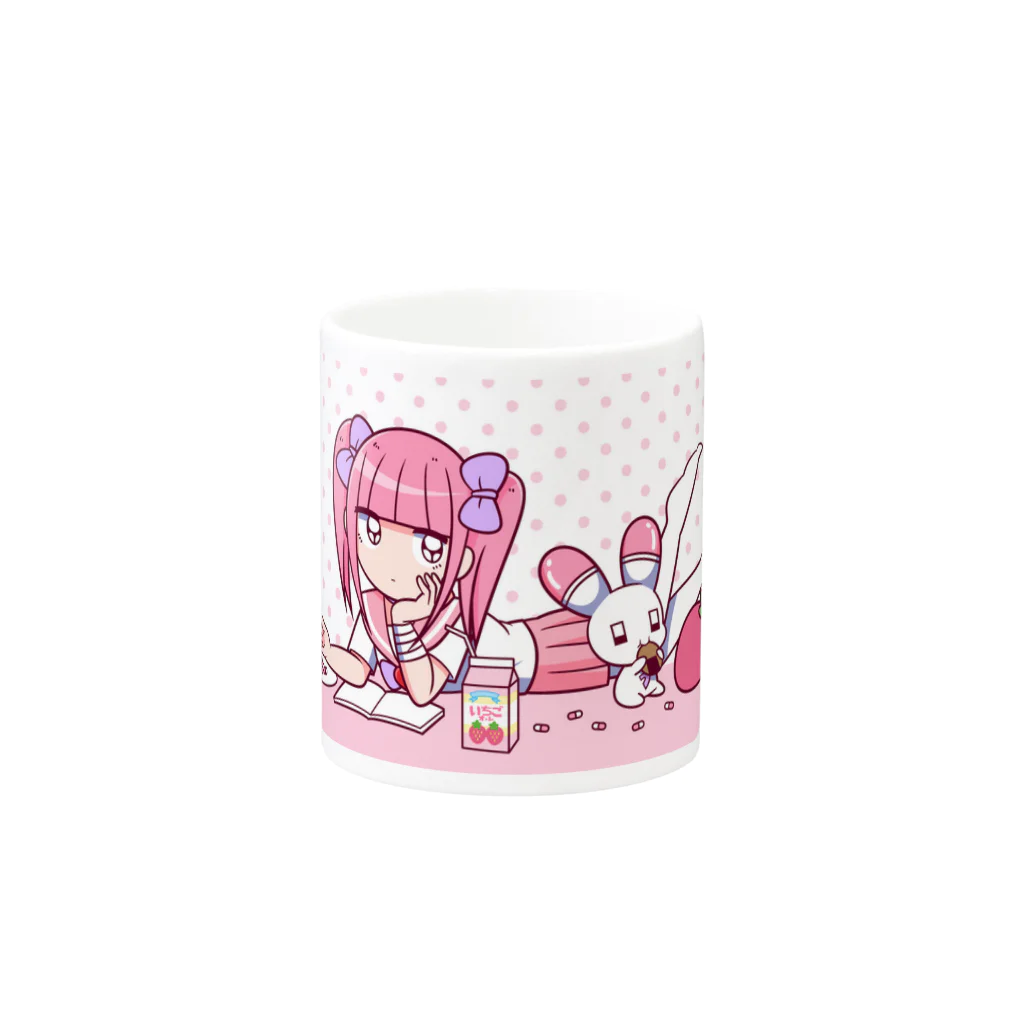 💗江崎びす子officialスズリ💗のメンヘラチャンねそべり Mug :other side of the handle