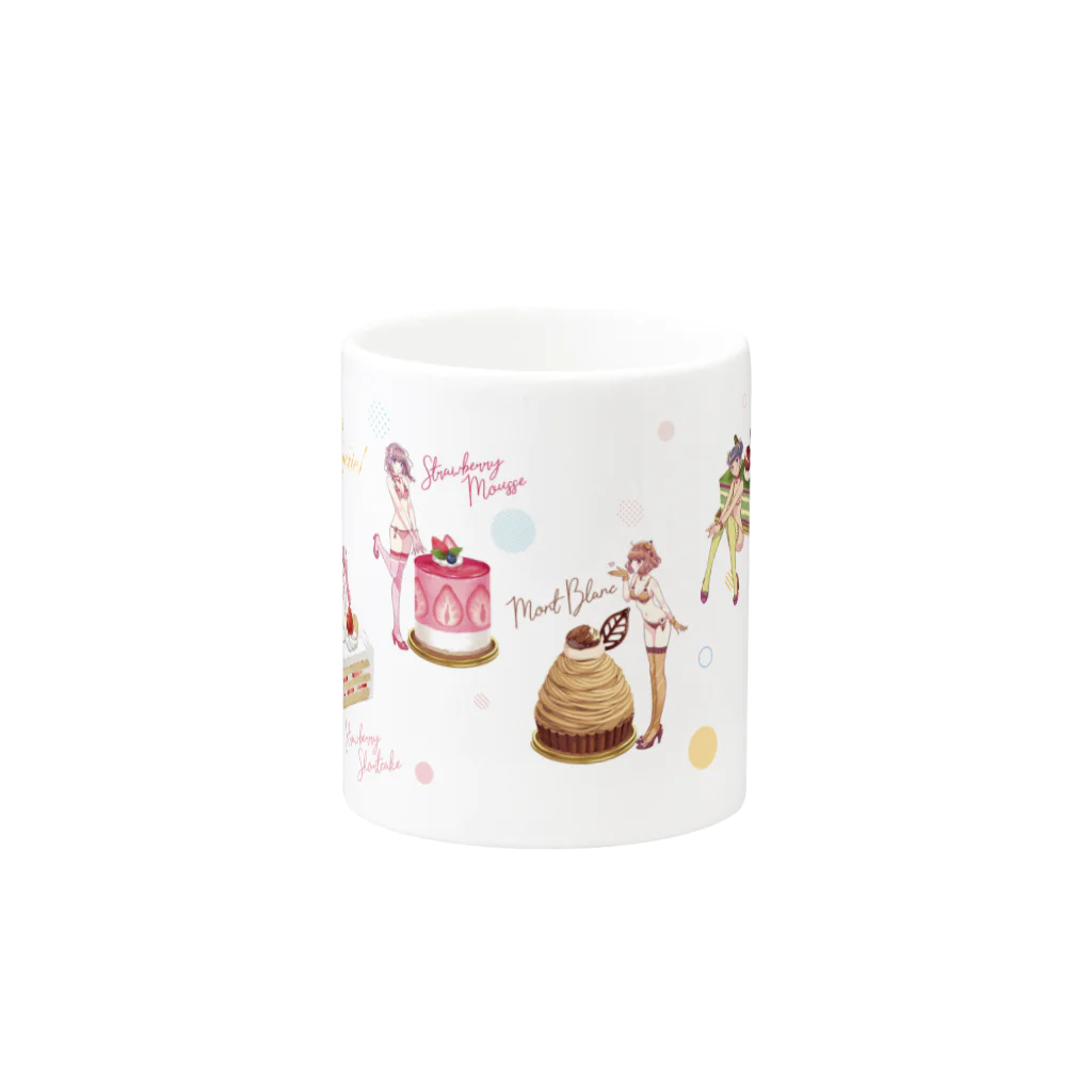 ERIMO–WORKSのSweets Lingerie Mug "SWEETS PARTY" マグカップの取っ手の反対面