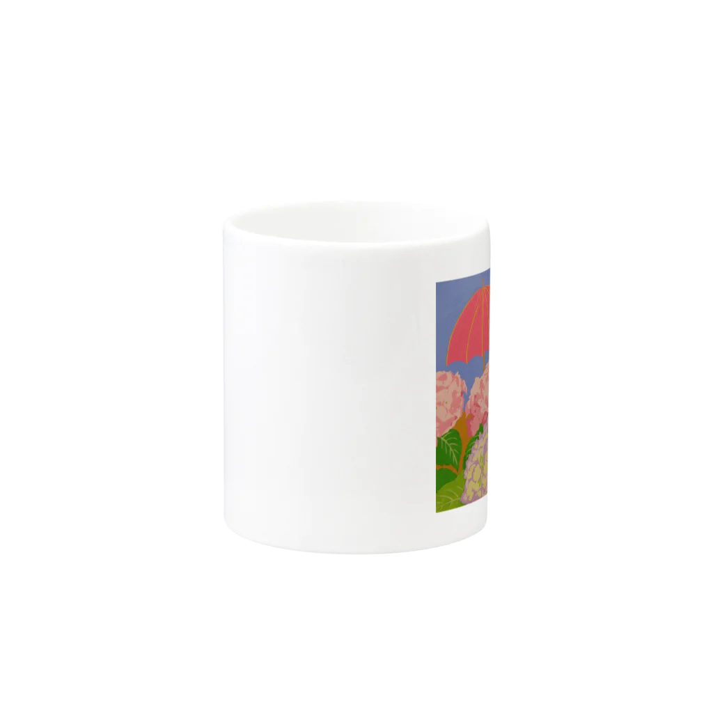 makiko-ekoyomiの傘紫陽花 Mug :other side of the handle