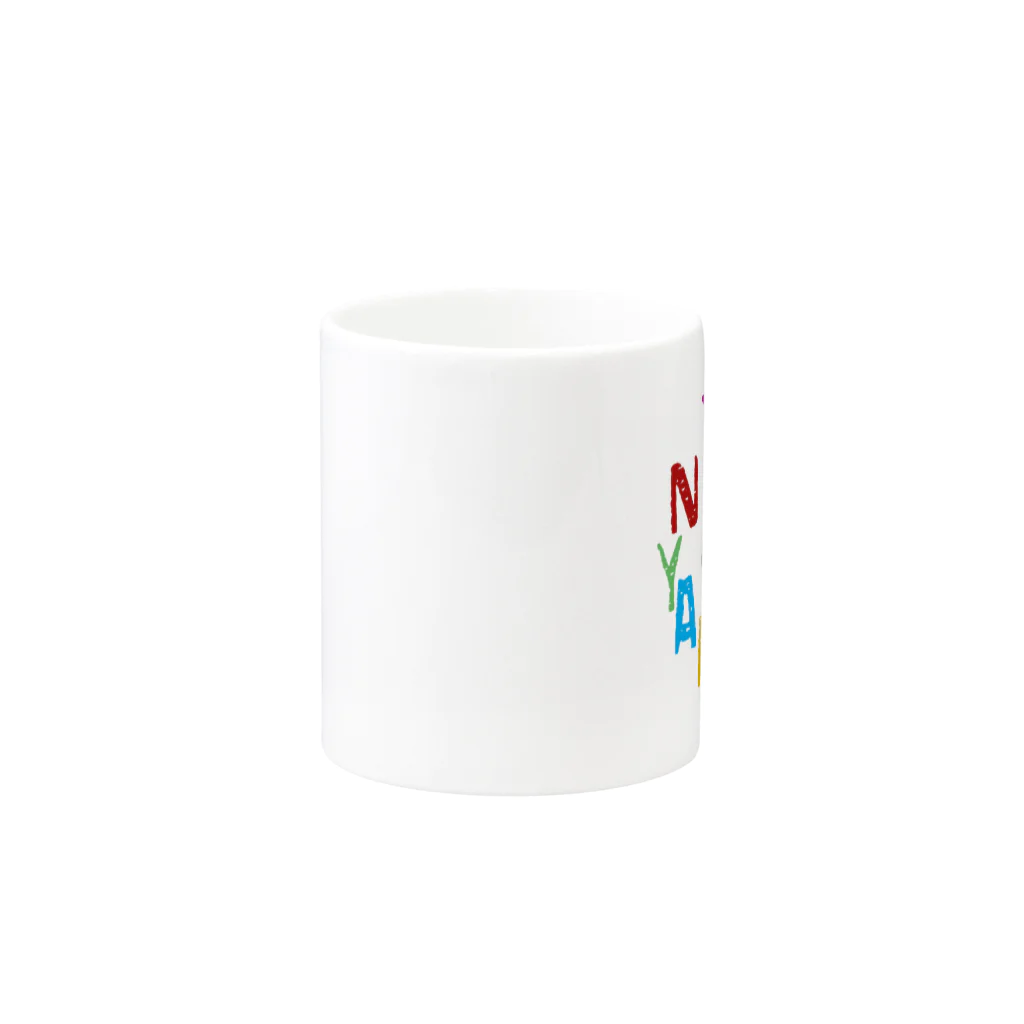 YOSSEY_GOODSのニャアスターズマグカップ Mug :other side of the handle