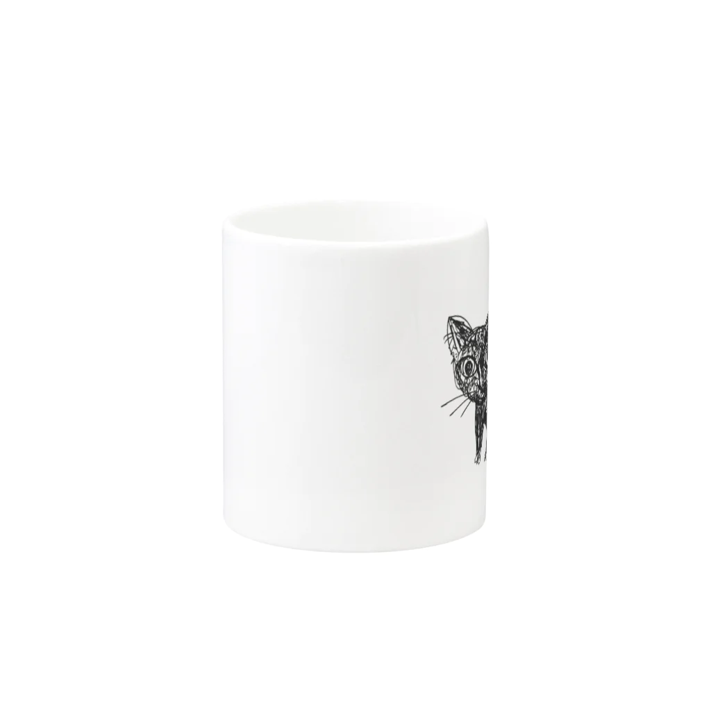 非ユークリッド幾何学を考える kodaisakanaの深淵を覗く猫 Mug :other side of the handle