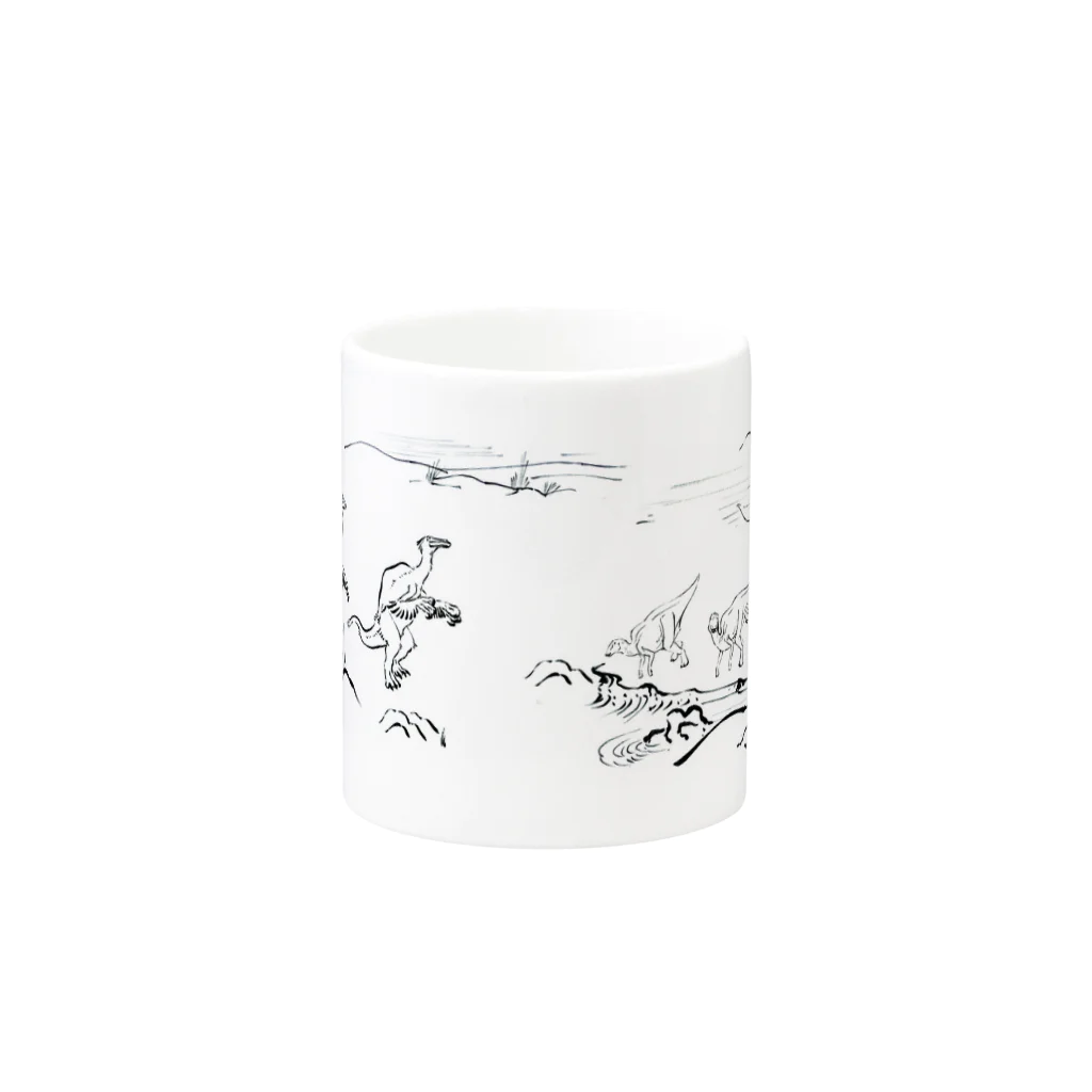 segasworksの墨絵風恐竜画 Mug :other side of the handle