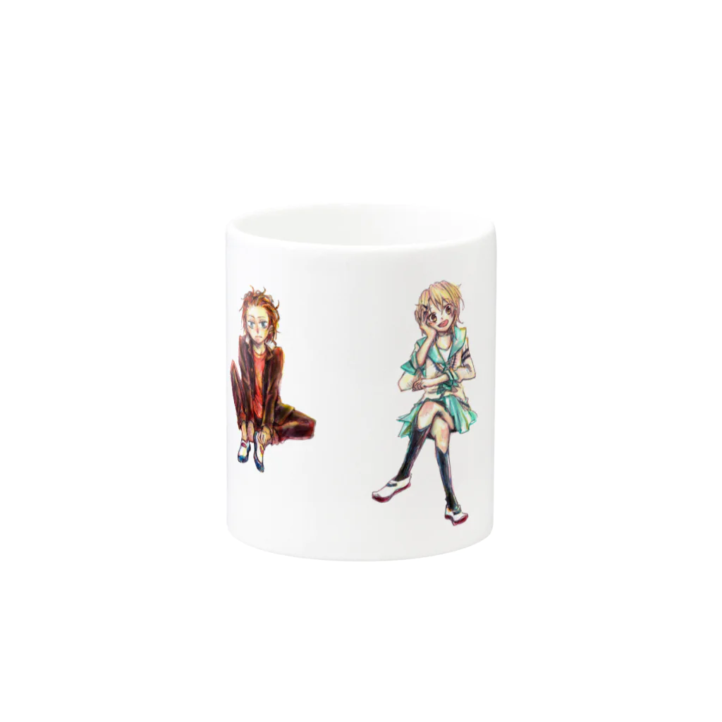 志瓜のSUZURIのめぐあずつなここ Mug :other side of the handle