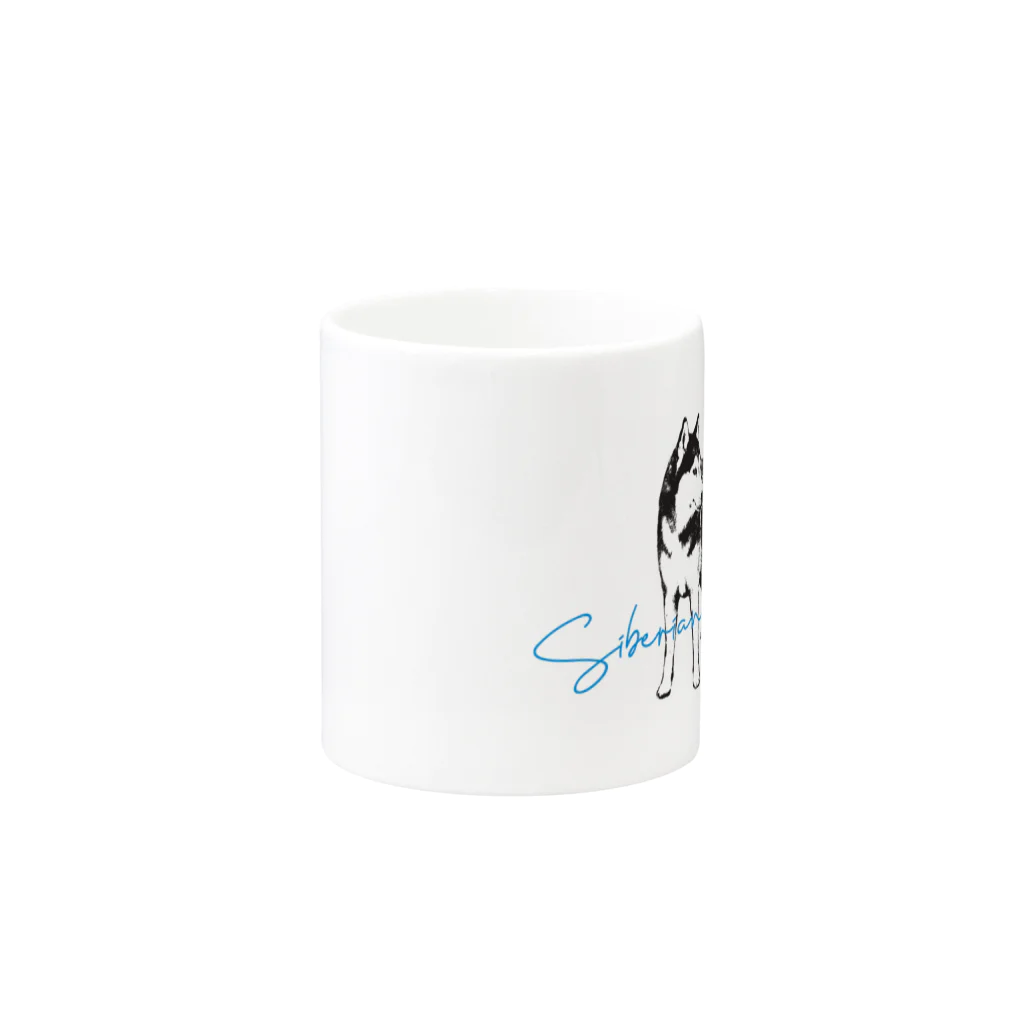 cro_lunaのハスキー（ブルー） Mug :other side of the handle