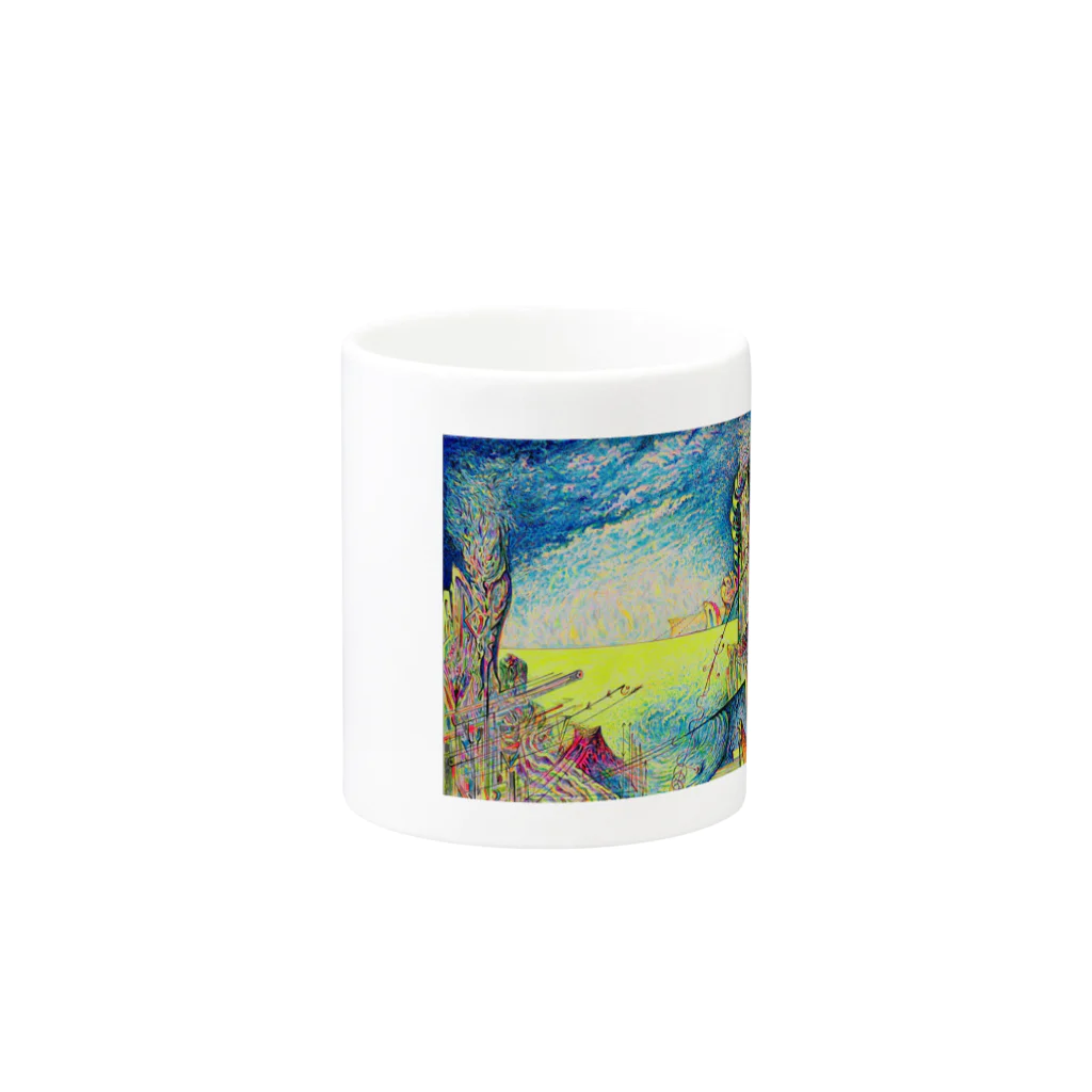 YOSHI-HEY ARTの碧い色の空とイエロー Mug :other side of the handle