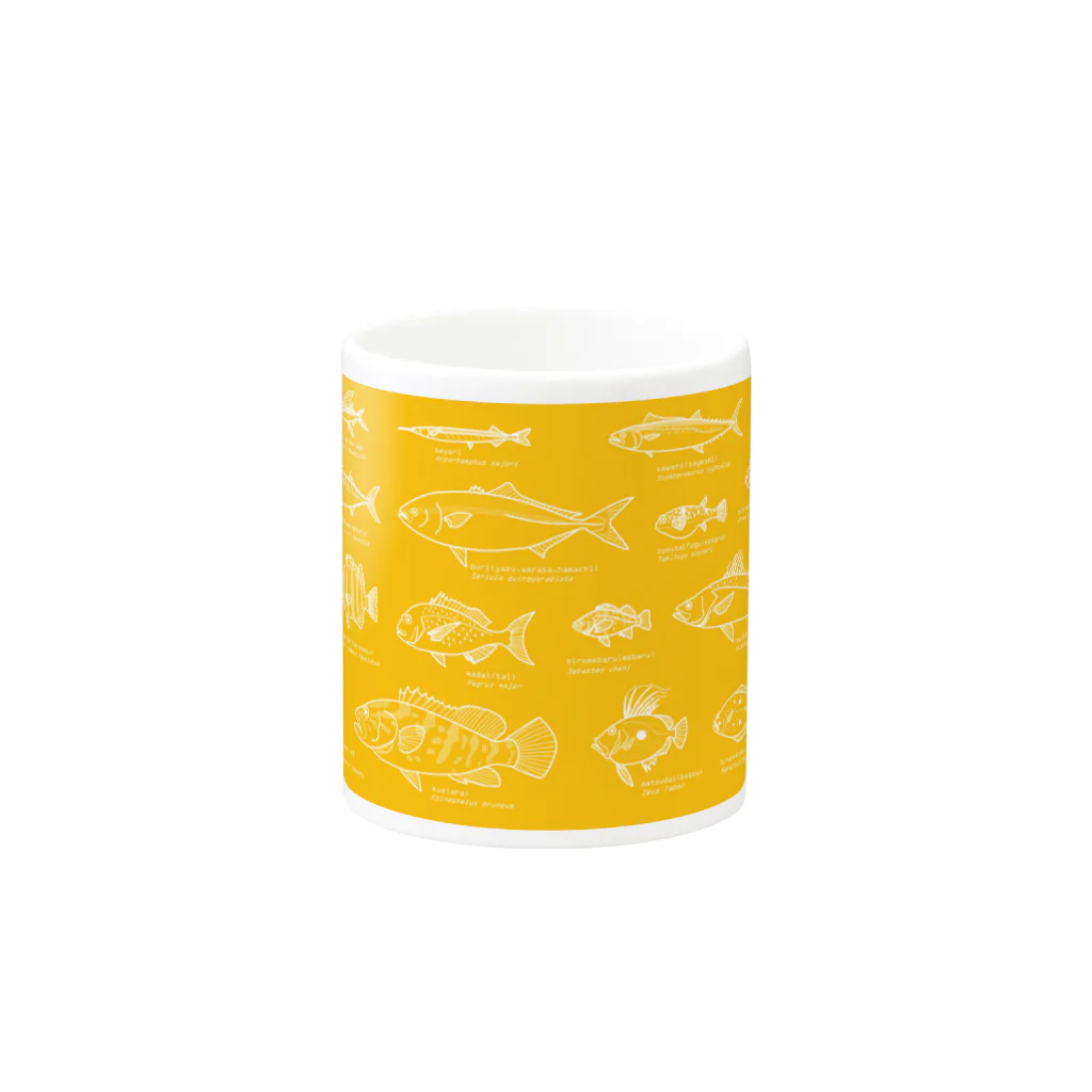 Umikko8823のふくおかの魚yellow Mug :other side of the handle