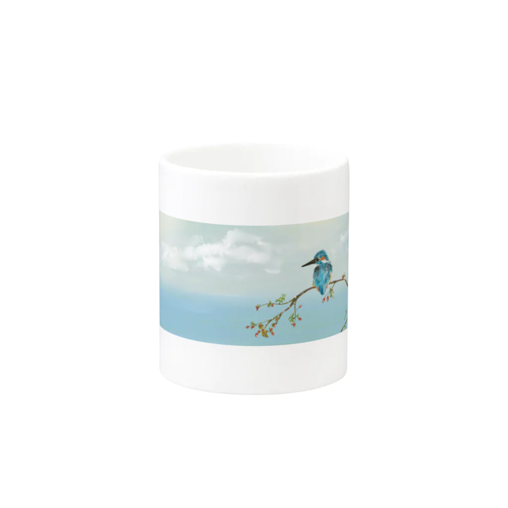 Nellyhime のアートのカワセミ (Kingfisher) Mug :other side of the handle