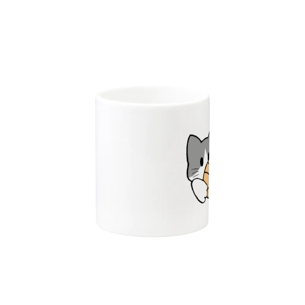 グリヴェール森の雑貨のねこ【灰/白】 Mug :other side of the handle