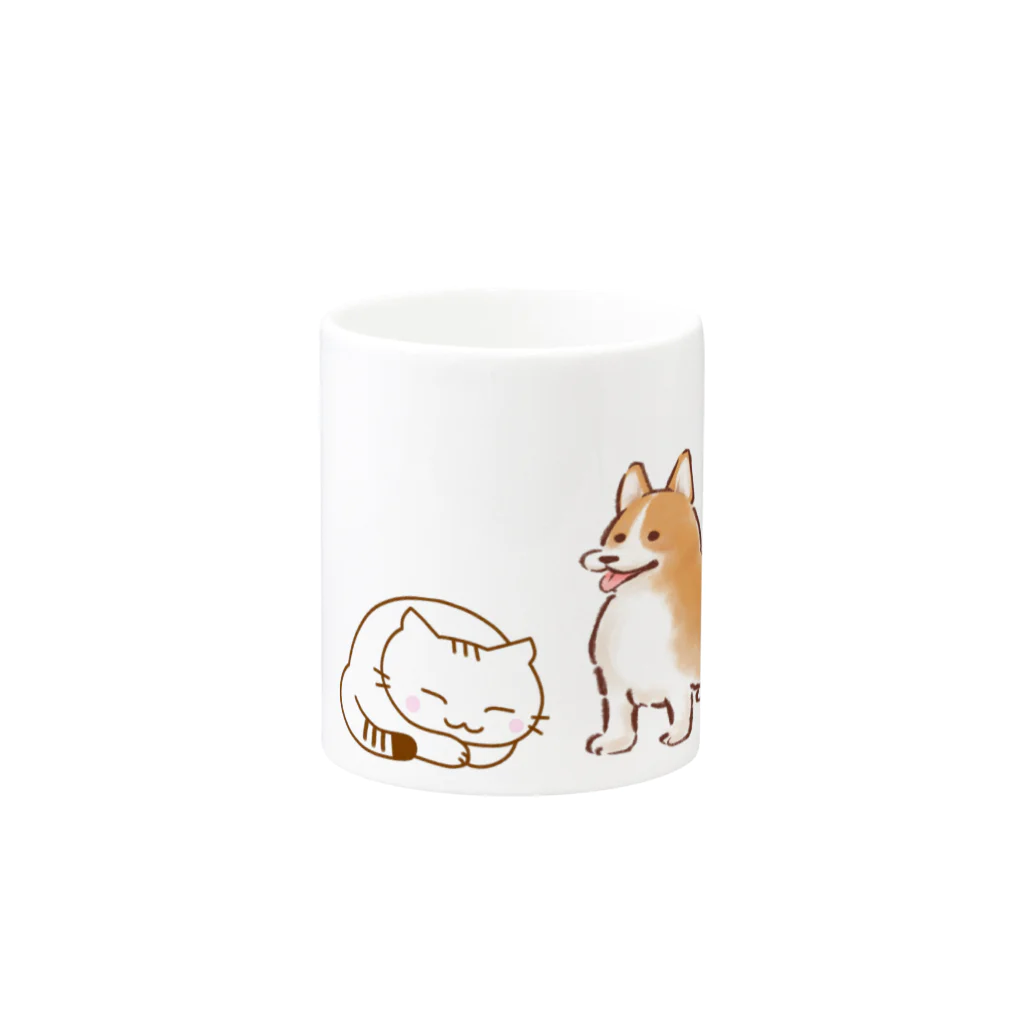 CHIKUSHOの幸せな動物たちのマグカップ Mug :other side of the handle