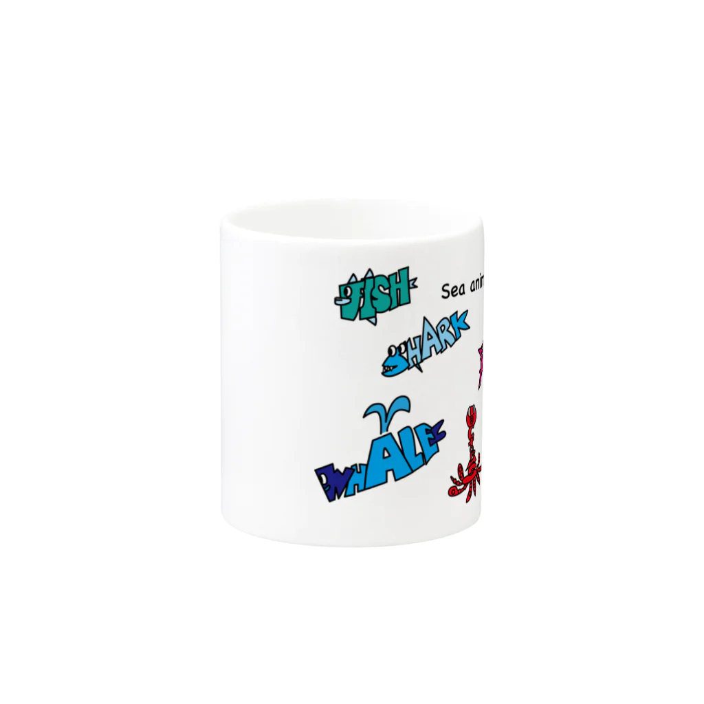 親子設計 ruchire 『知育文字』の海の生き物シリーズ Mug :other side of the handle