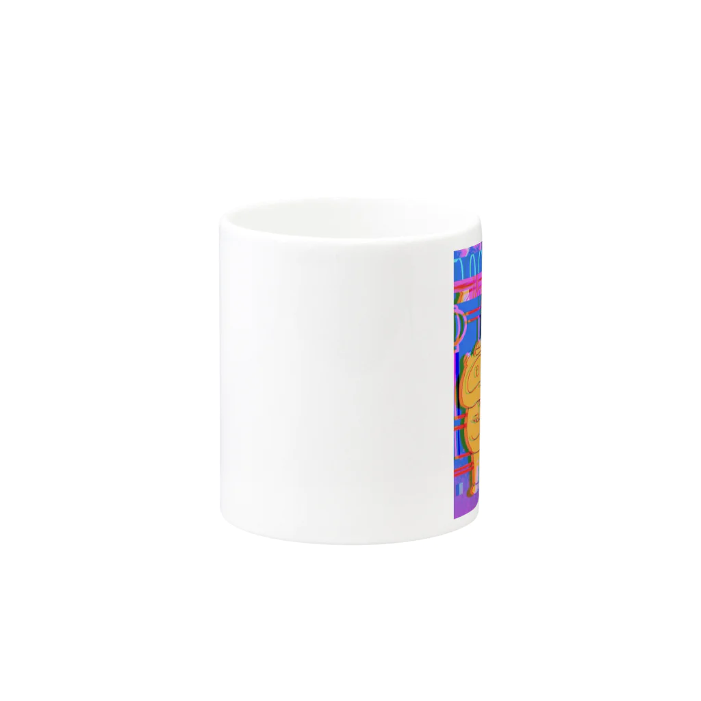 あし湯飯店  いやげ物POPUPの電脳タイガー Mug :other side of the handle