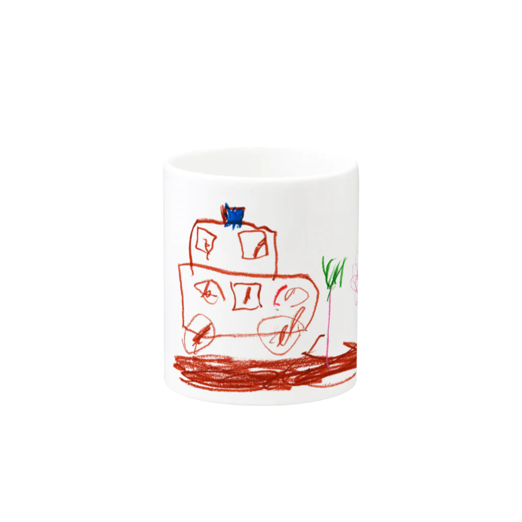 こどもの絵だいすきのパトカーとおはな Mug :other side of the handle