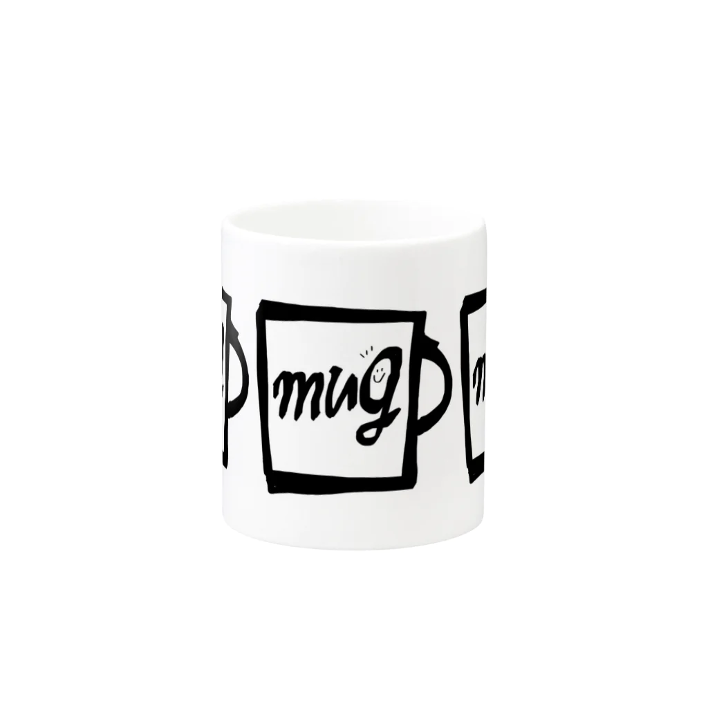 森の民mug(まぐ)のmugのマグカップ（三連モノクロ） 머그컵の取っ手の反対面