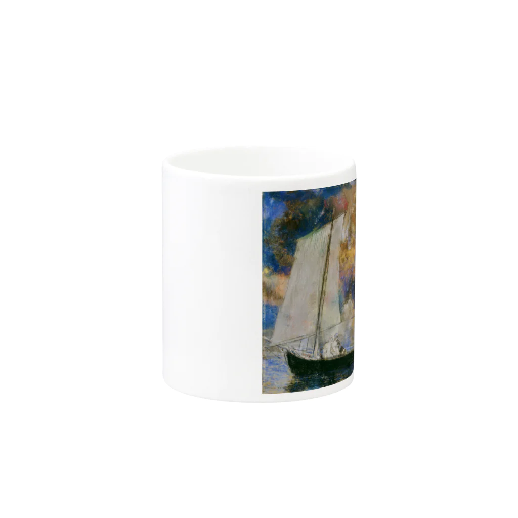 世界の絵画アートグッズのオディロン・ルドン《花雲》 Mug :other side of the handle