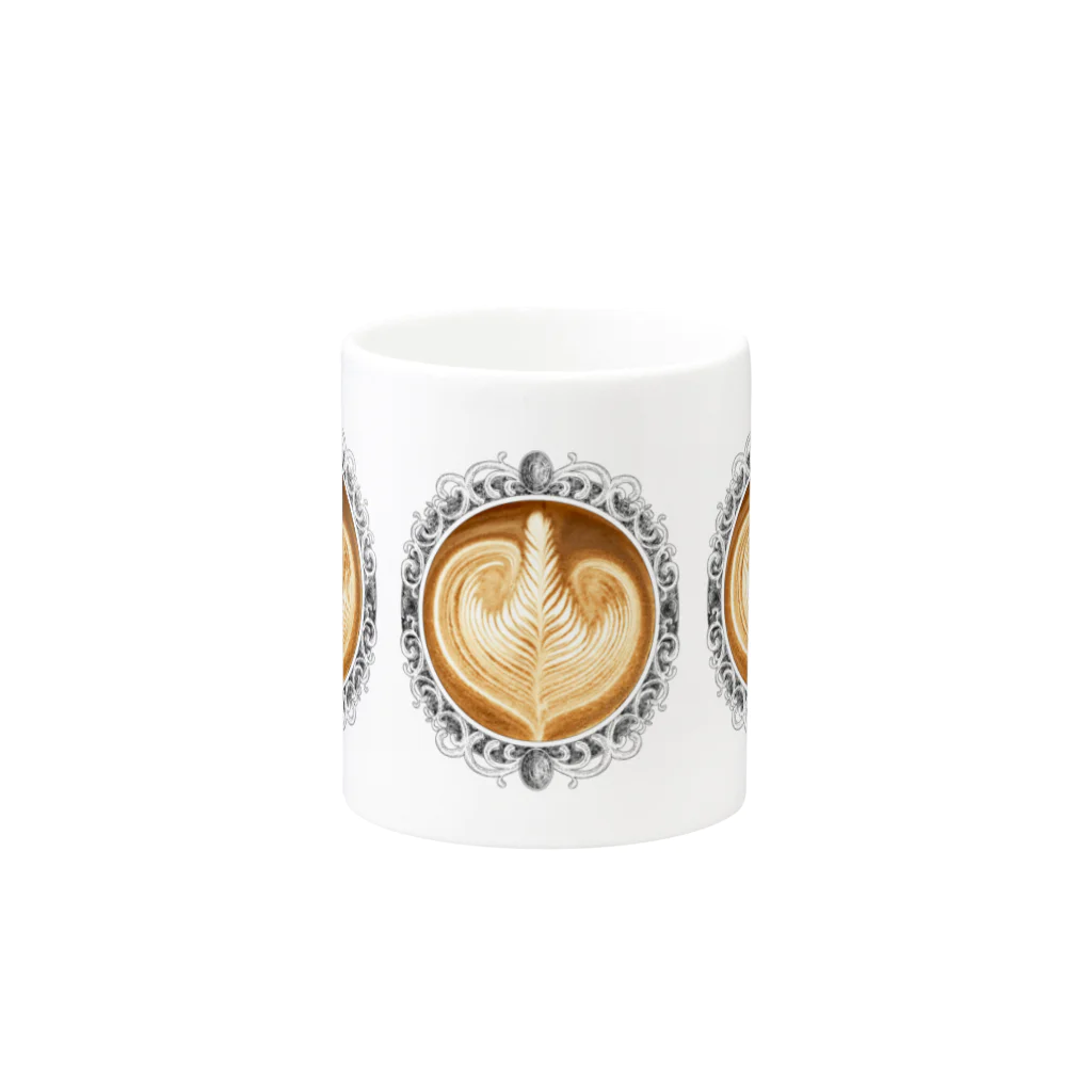 Prism coffee beanの【Lady's sweet coffee】ラテアート エレガンスリーフ ～2杯目～ マグカップの取っ手の反対面