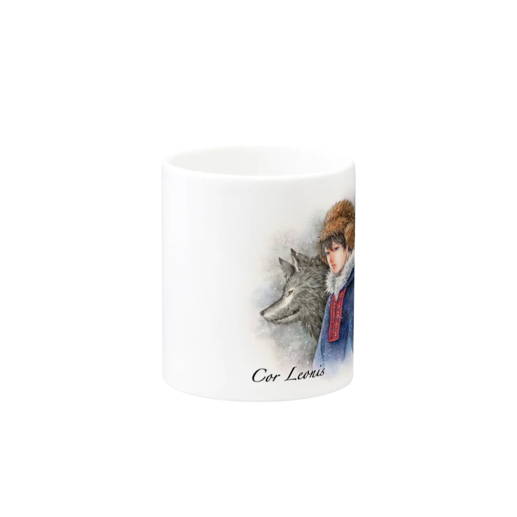 Cor Leonis SUZURI storeのマグカップ「雪の果て」 Mug :other side of the handle