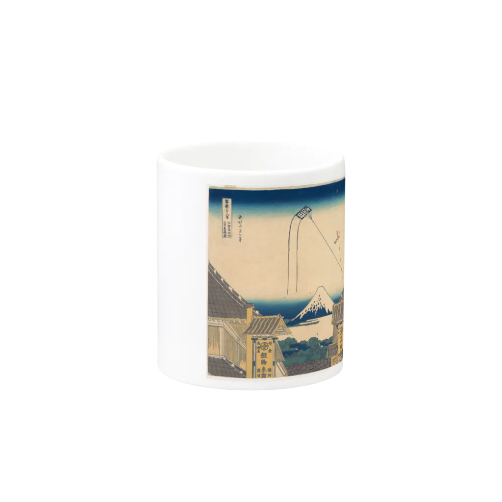 日本の名画の富獄三十六景・江都駿河町三井見世略図 マグカップの取っ手の反対面