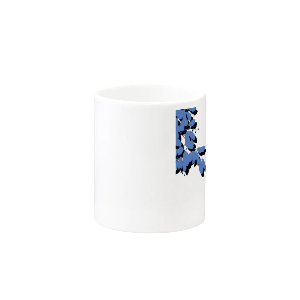 kozu_cafeの葉っぱとツバメ - blue Mug :other side of the handle