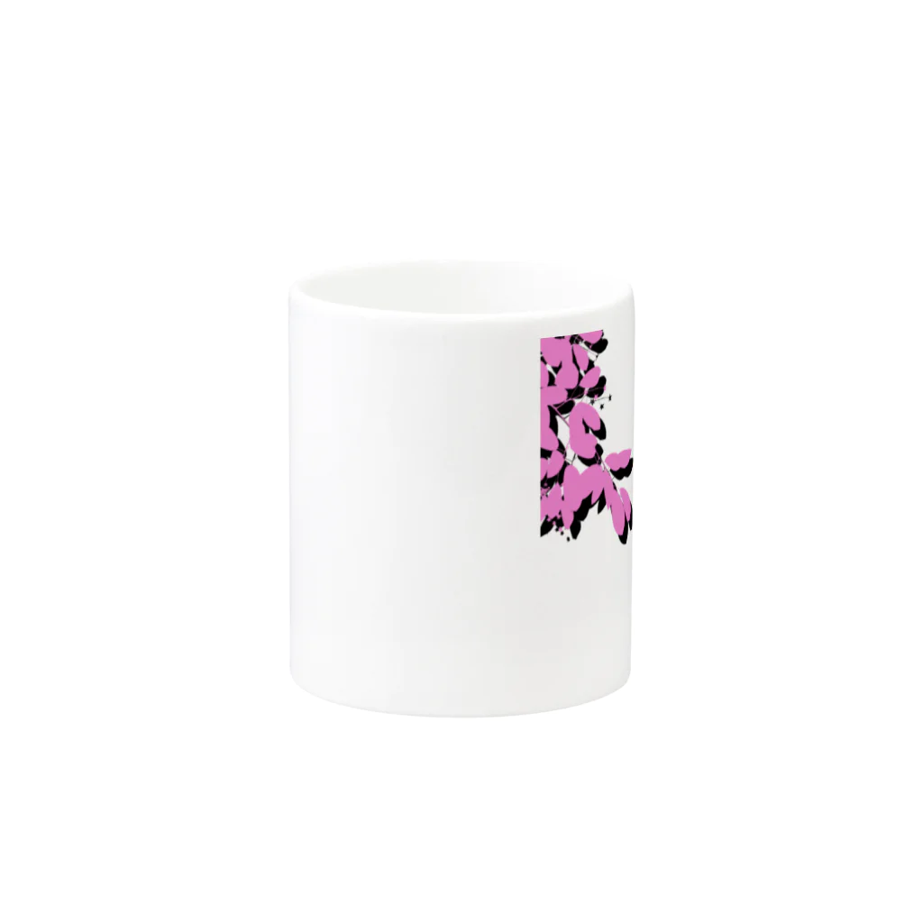kozu_cafeの葉っぱとツバメ - pink マグカップの取っ手の反対面