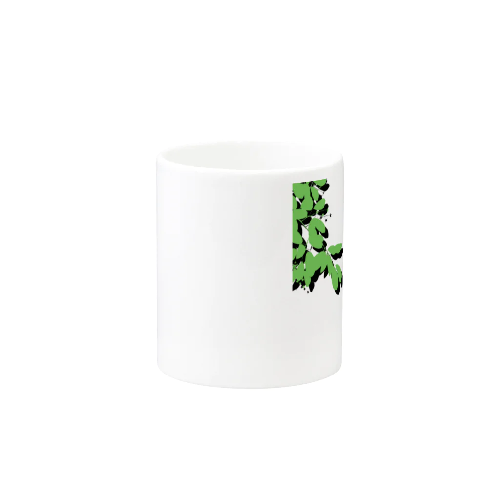 kozu_cafeの葉っぱとツバメ - green Mug :other side of the handle