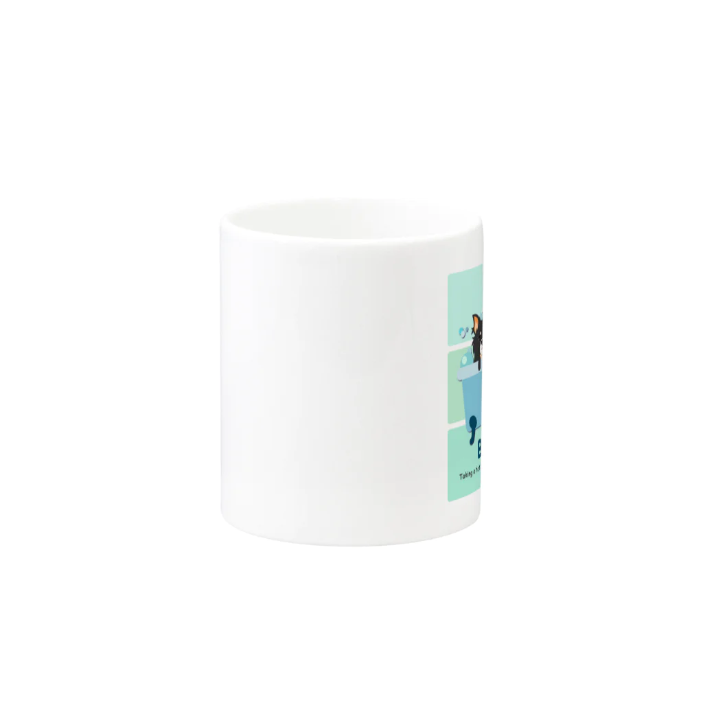 Teal Blue Coffeeのお風呂の時間_tile Ver. Mug :other side of the handle