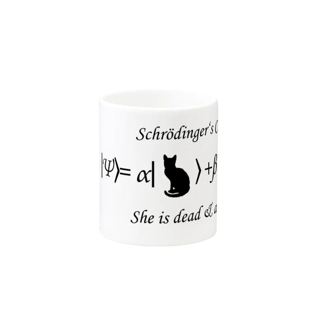 Silvervine Psychedeliqueのシュレーディンガーの猫（黒字） Mug :other side of the handle