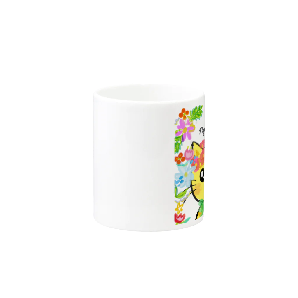 にゃんぴーのお花のうるにゃん（アップ） Mug :other side of the handle