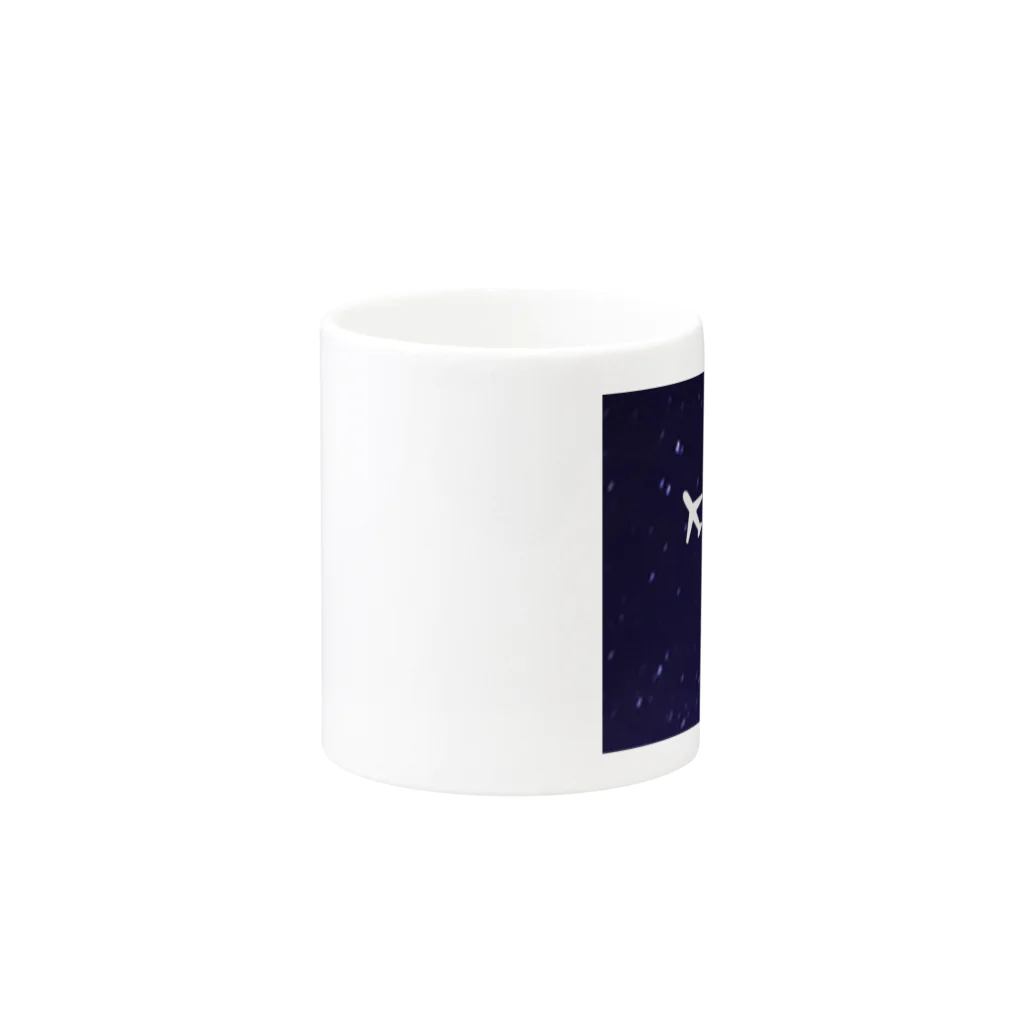 Teatime ティータイムのjet stream GALAXY 夜の飛行機星空 Mug :other side of the handle