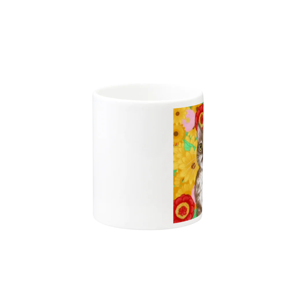 理絵のねこ 花×華  Mug :other side of the handle