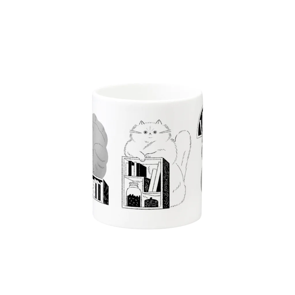 かわむショップ　suzuri支店のねこの本棚（３ひき） Mug :other side of the handle