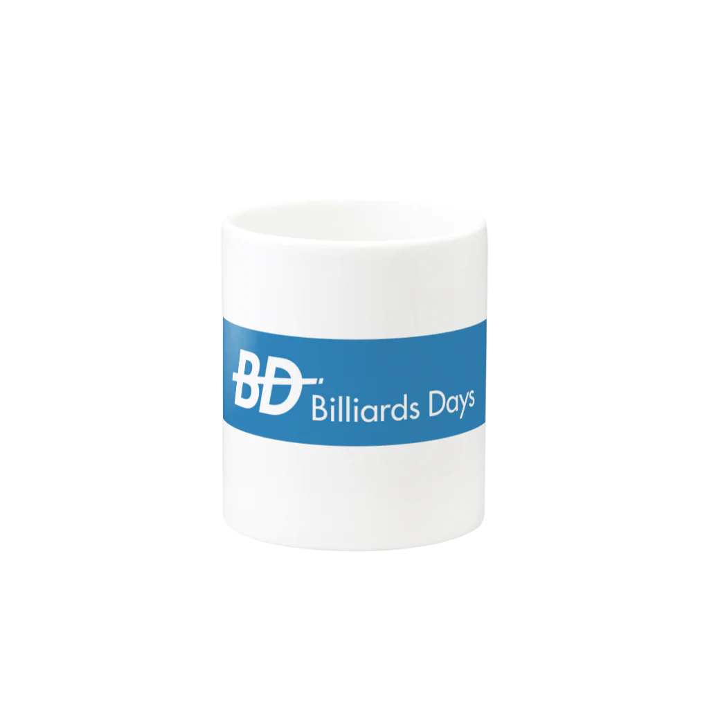 Billiards Days （ビリヤード・デイズ）のBD青ロゴマグ マグカップの取っ手の反対面
