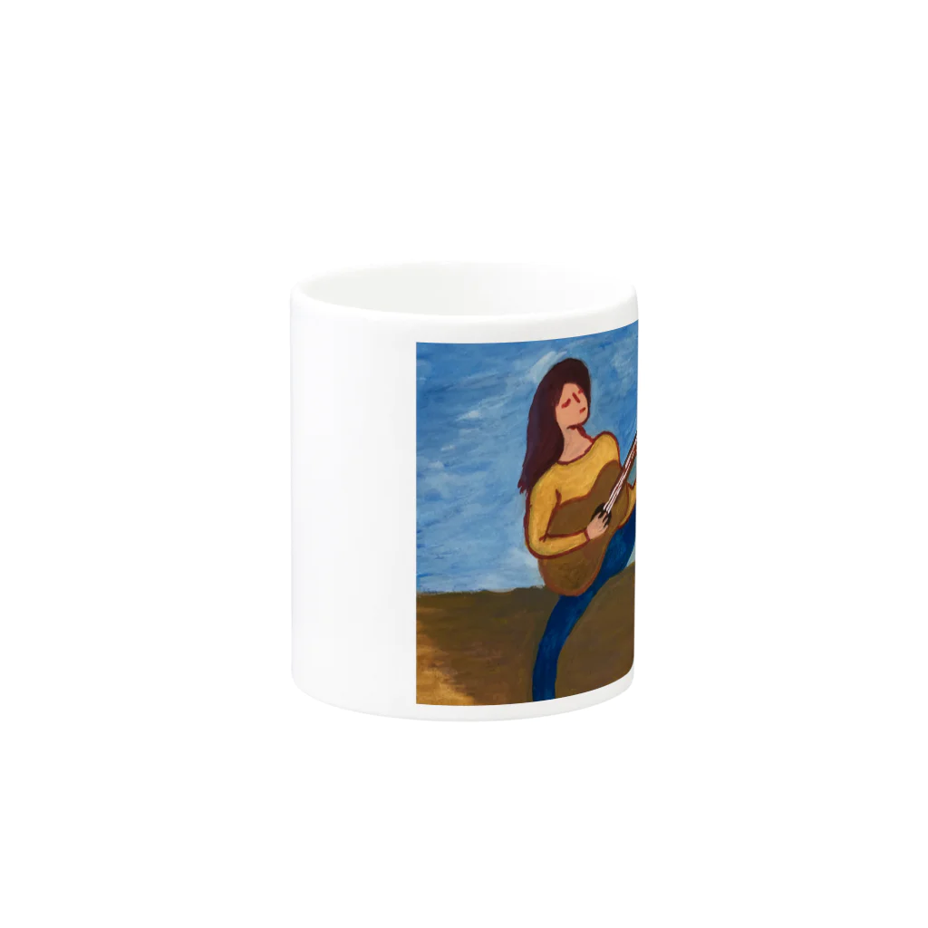 アマノショップのギターを弾く女 Mug :other side of the handle