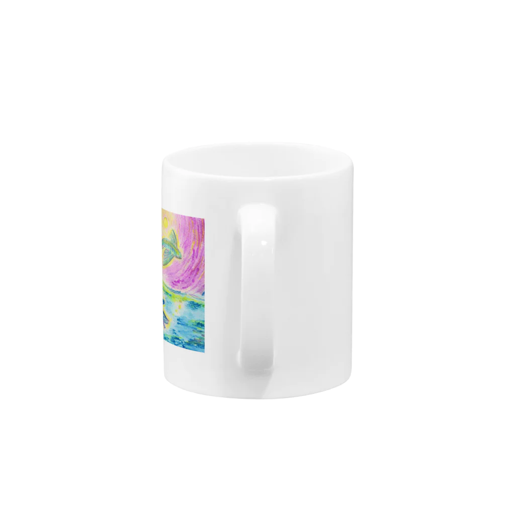 みけこのとぶさかなとおよぐとり Mug :handle