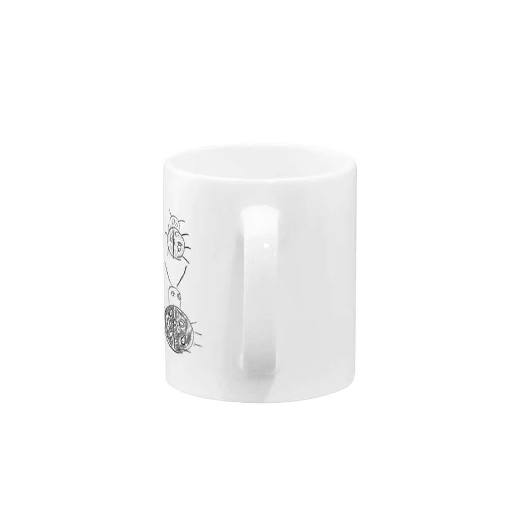 ねこ田ねこ子のこどもが描いたモノクロのてんとう虫の Mug :handle