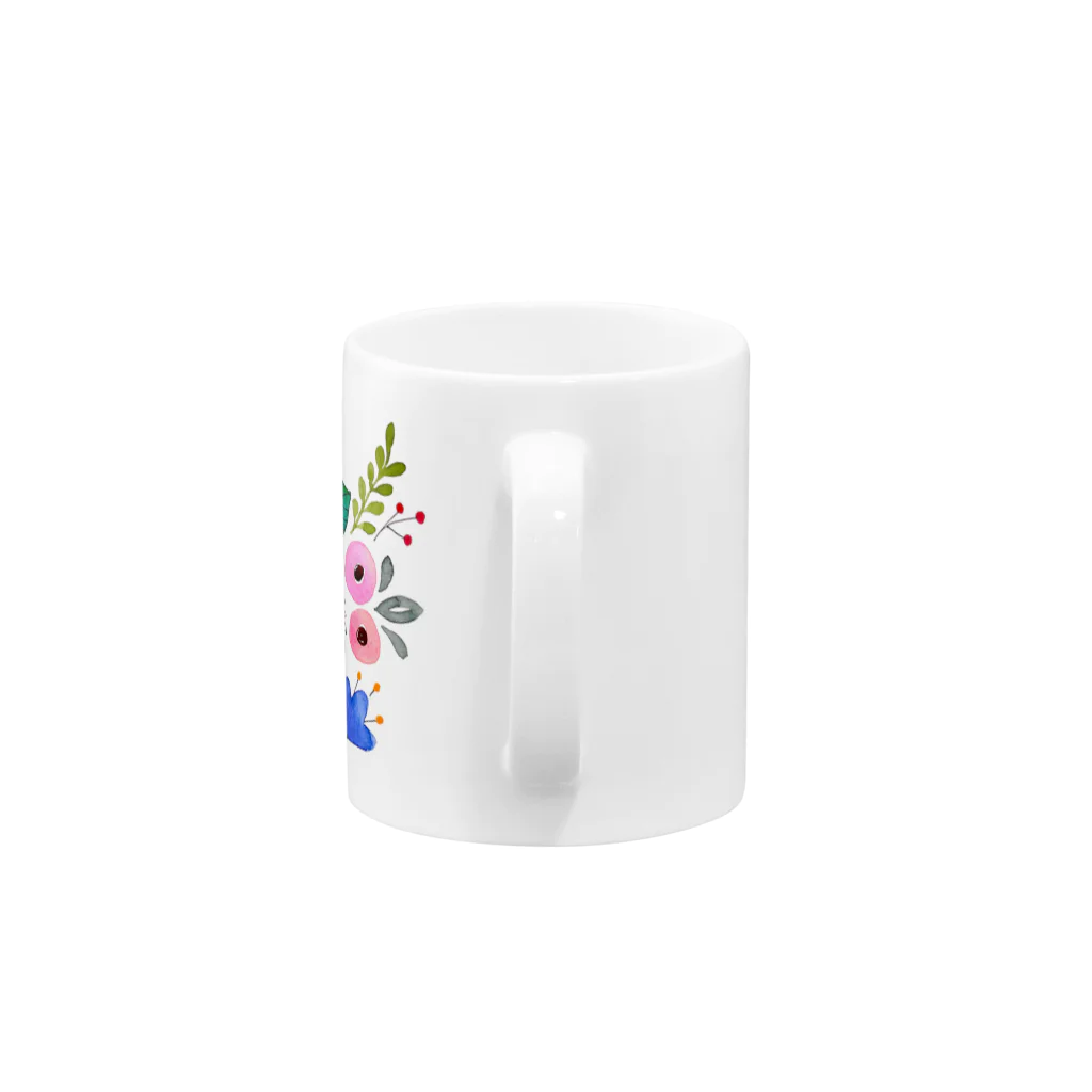 もくもくモクレンの日本スピッツデザインショップのスピッツとお花 Mug :handle