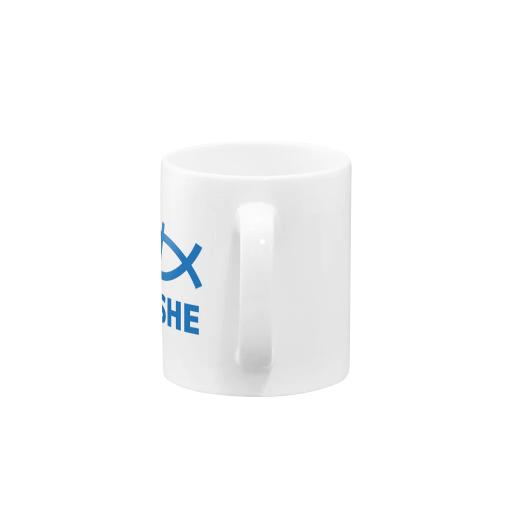 $FISHE Official Goods Storeの$FISHE Print Blue マグカップの取っ手の部分