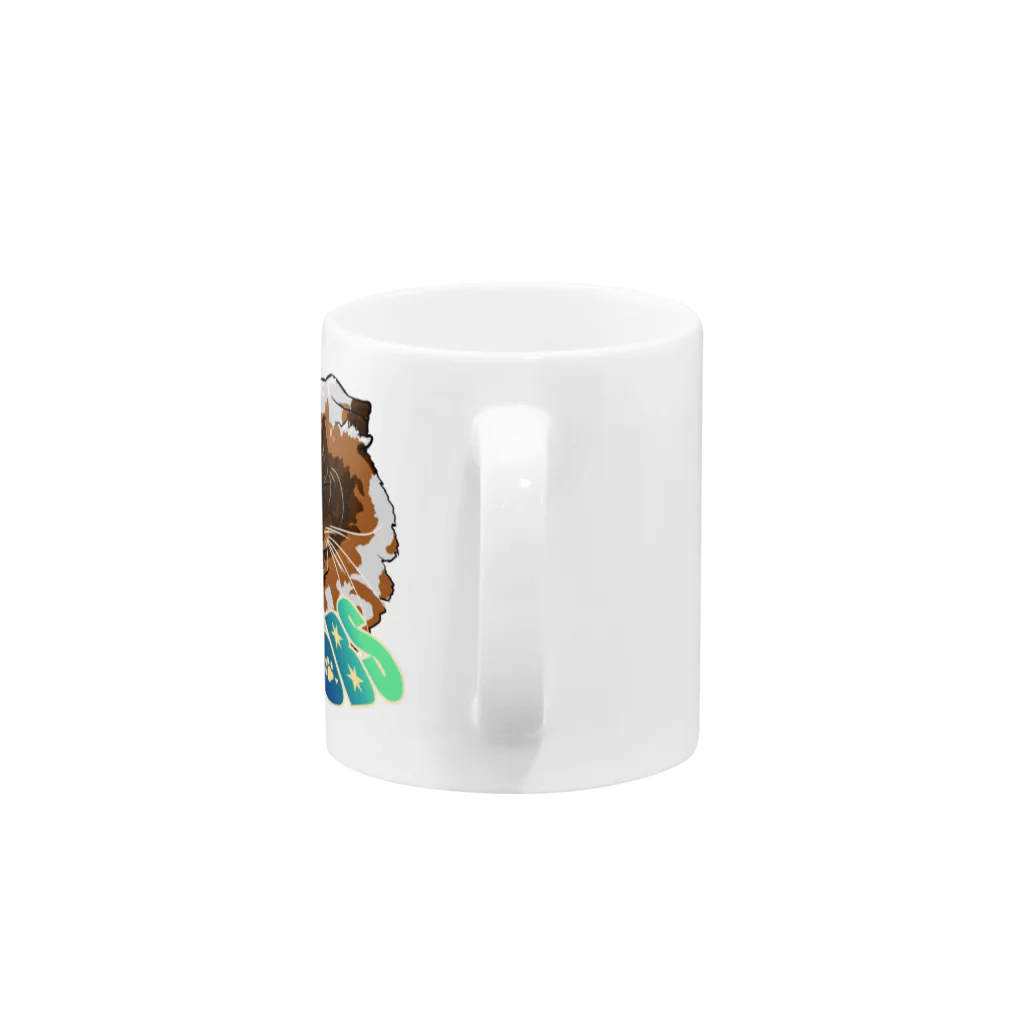 BFCisのBLACK FACE CAT is super color Mug :handle