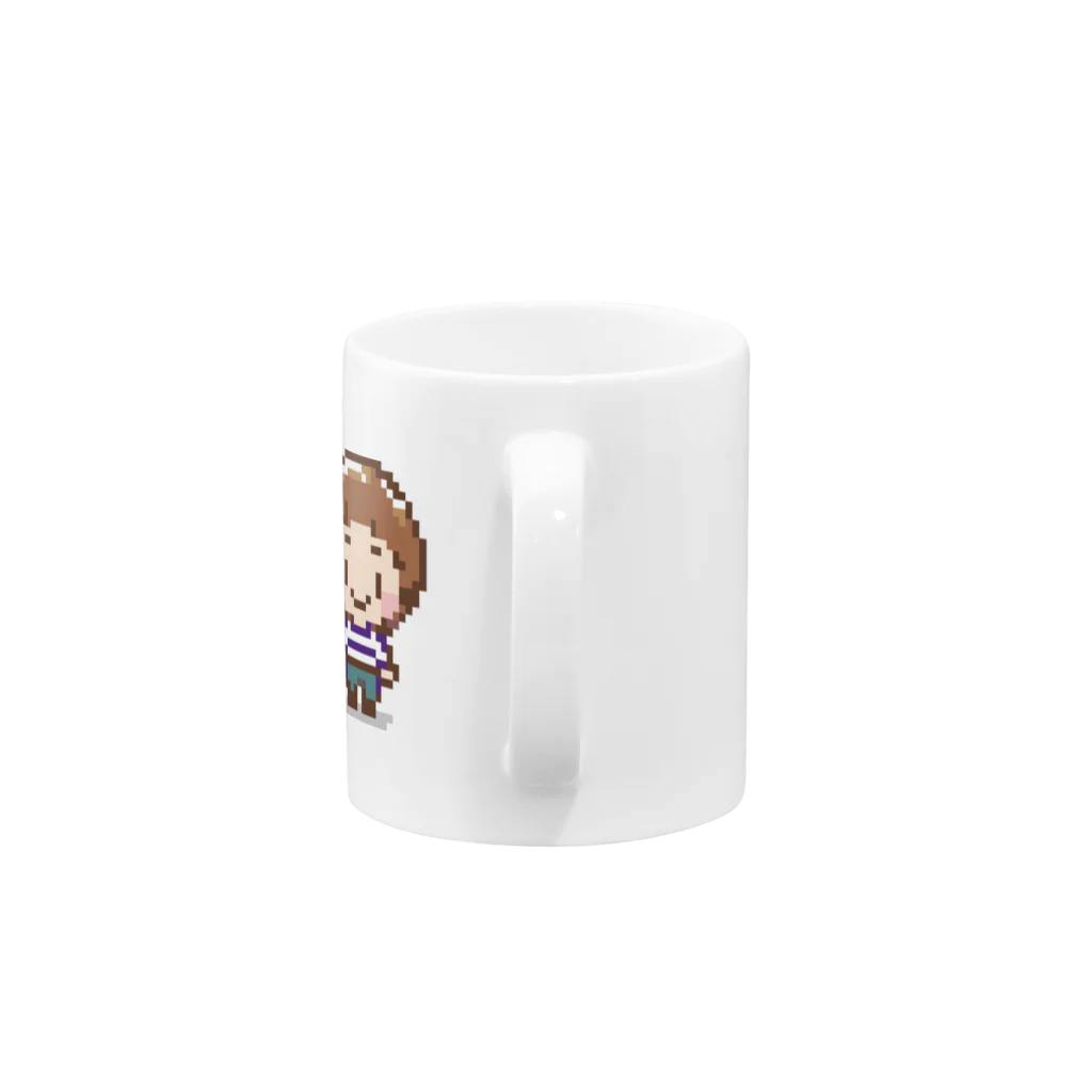 子供と動物のイラスト屋さん｜イラストグッズのお店のドット絵風　ボーダーシャツのキャラクター Mug :handle