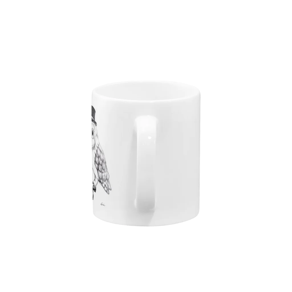 白井まめの紳士的なふくろう Mug :handle