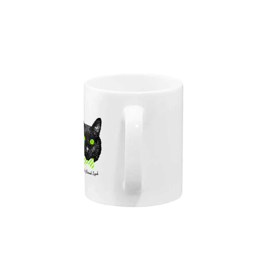 高崎アニマルランドの蝶ネクタイ黒猫 Mug :handle