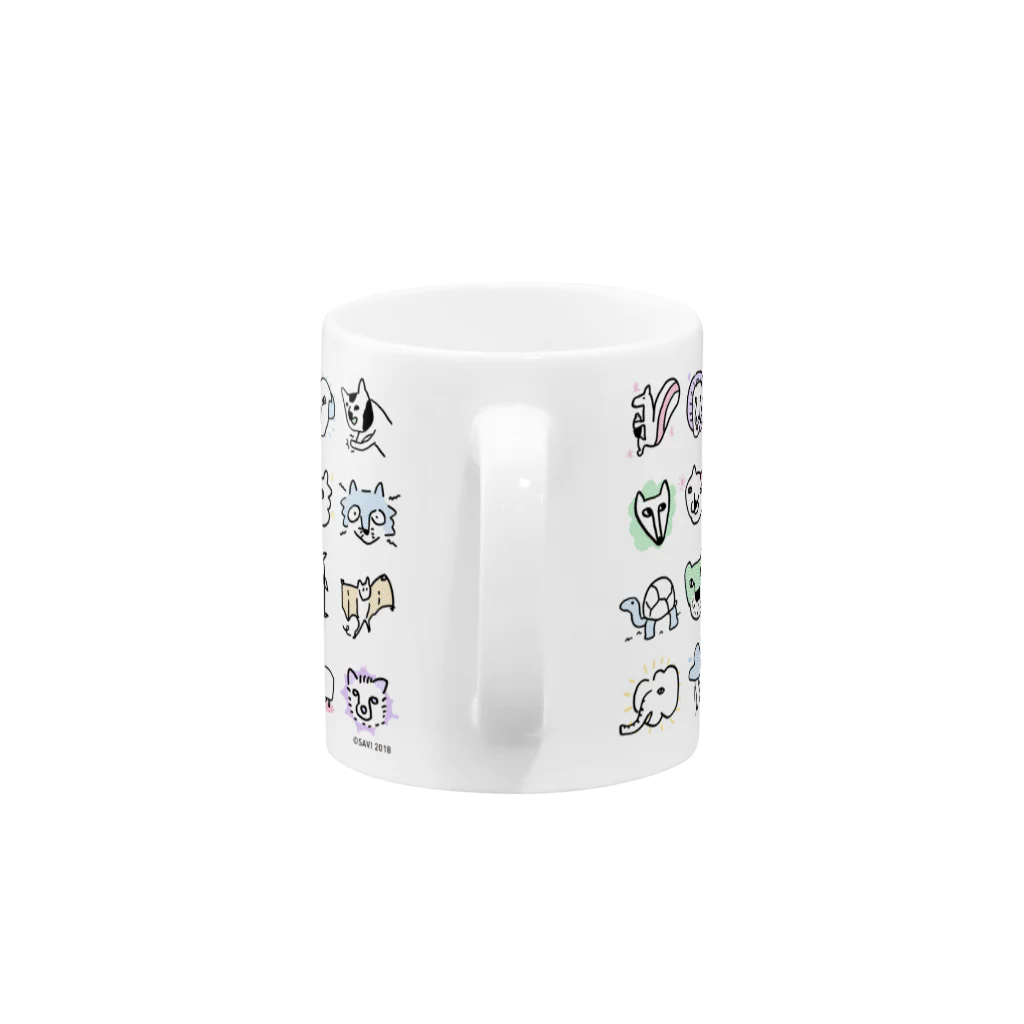 CONTE. suzuri店のもりもり動物マグカップ Mug :handle