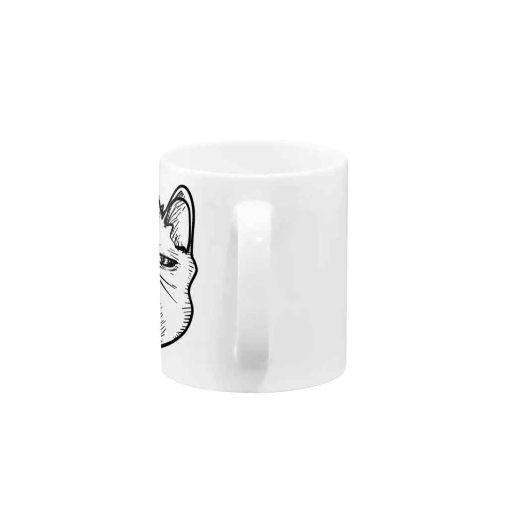 謎モノ店のやばい顔ねこ Mug :handle