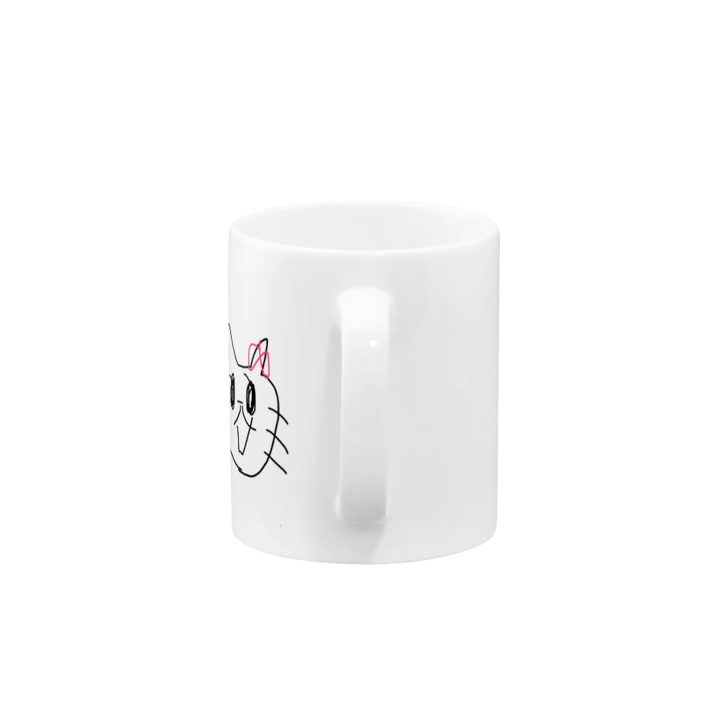 リボンネコのファー？！？？！って言ってるネコ Mug :handle