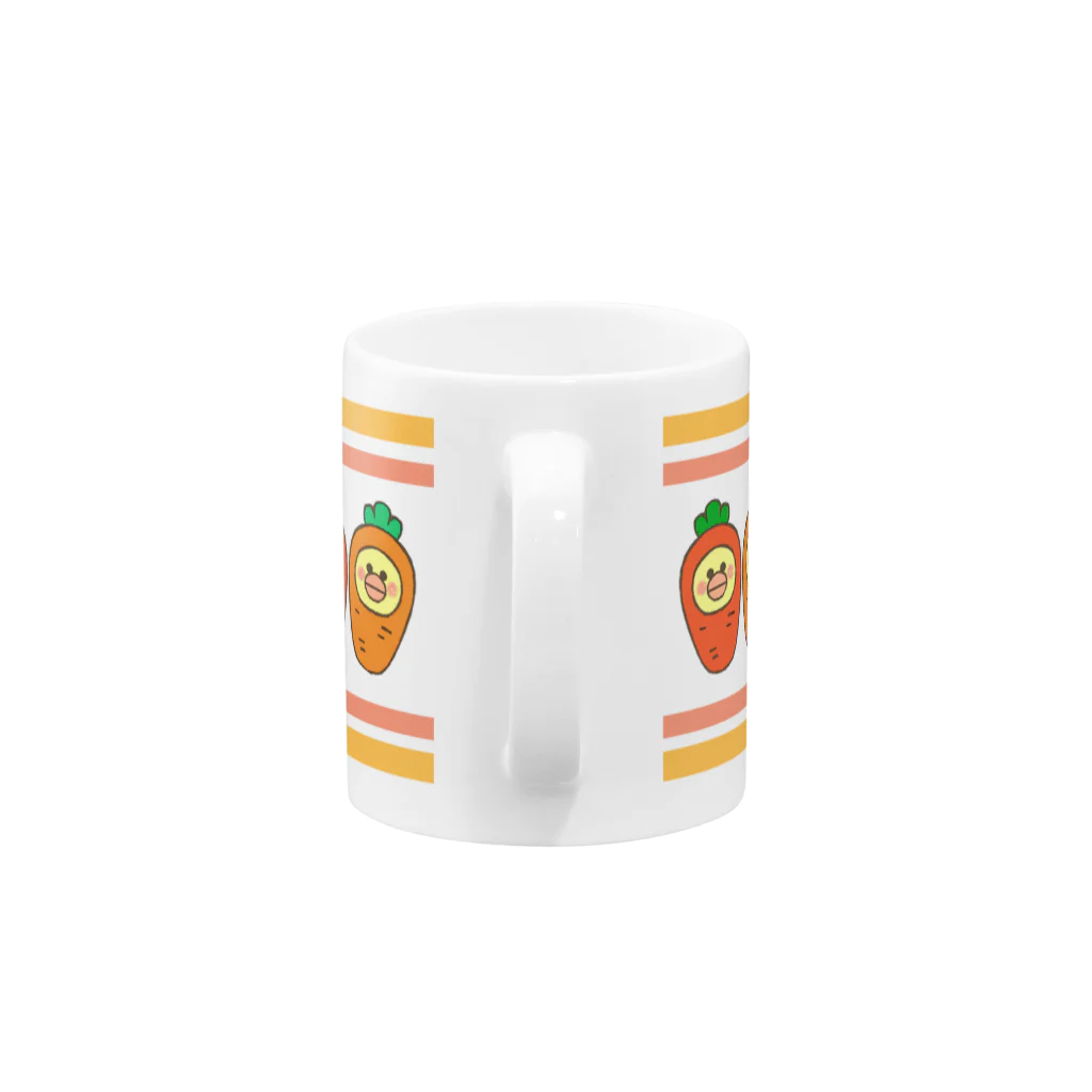 こまちのお部屋のレトロファミレス風マグカップ～ひよこにんじんツートン柄～ Mug :handle