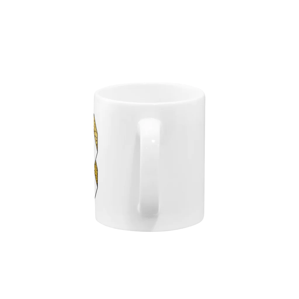 D-MALIBUの幾何学的錯視デザインにアニマル柄を添えて Mug :handle