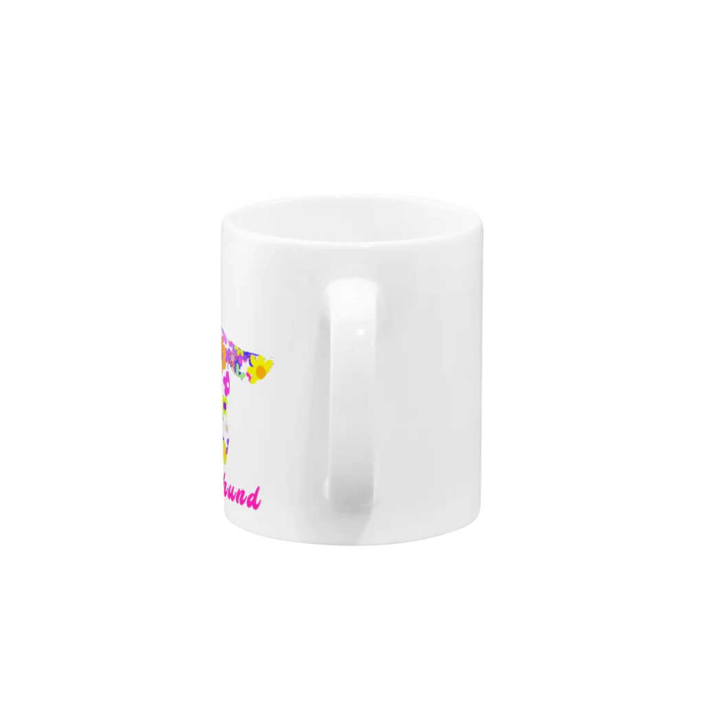 AtelierBoopのミニチュアダックス　フラワーパーティ Mug :handle