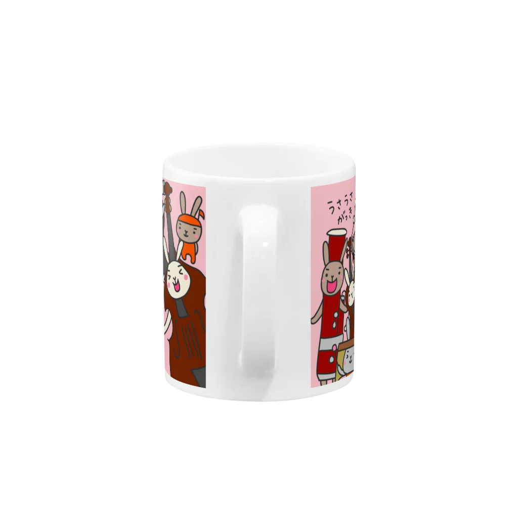 オダミヨのうさうさがっきマグカップ ピンク Mug :handle